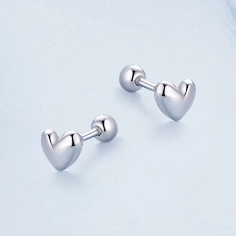 (image pour) Boucles d'oreilles à clous en forme de cœur de style Pandora - BSE886 - Afficher 3