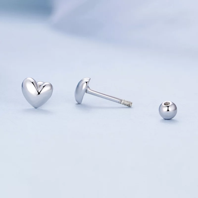(image pour) Boucles d'oreilles à clous en forme de cœur de style Pandora - BSE886 - Afficher 4