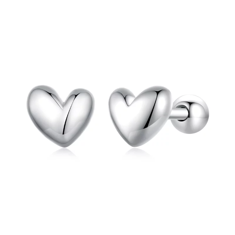(image pour) Boucles d'oreilles à clous en forme de cœur de style Pandora - BSE886
