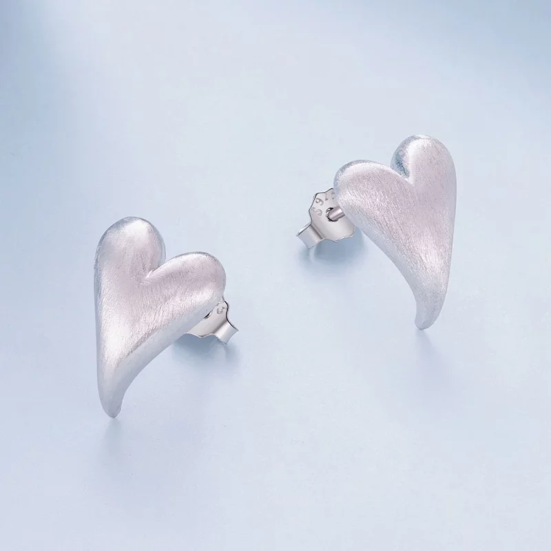 (image pour) Boucles d'oreilles clous en forme de cœur de style Pandora - BSE916 - Afficher 3