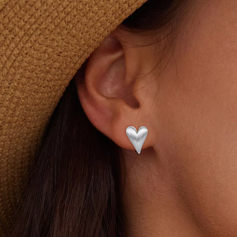 (image pour) Boucles d'oreilles clous en forme de cœur de style Pandora - BSE916 - Afficher 5