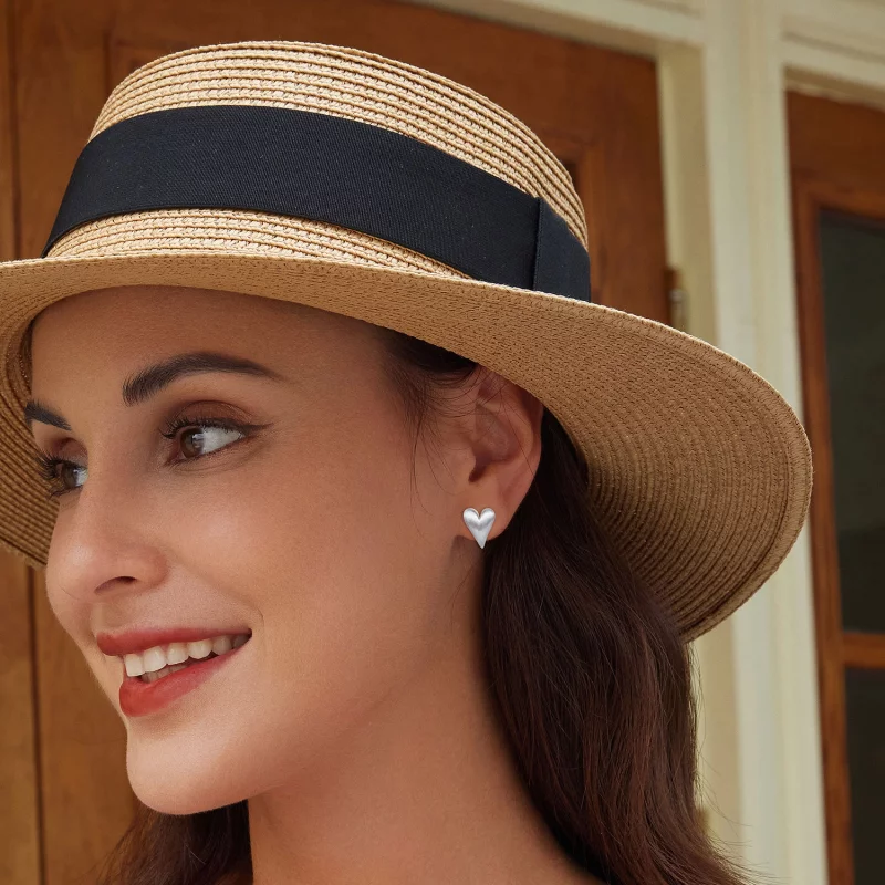 (image pour) Boucles d'oreilles clous en forme de cœur de style Pandora - BSE916 - Afficher 6