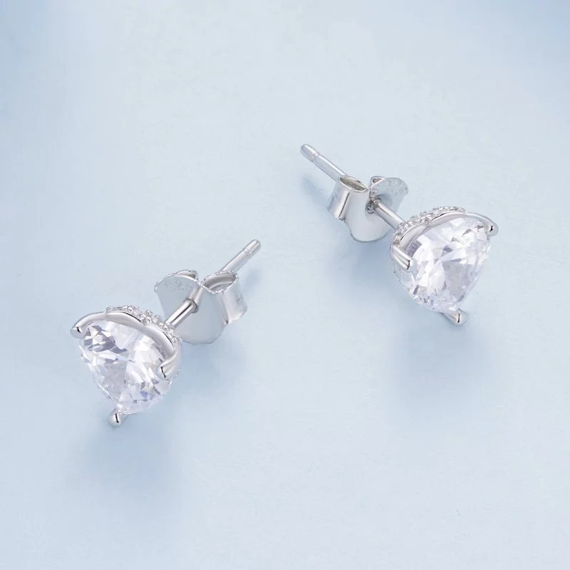 (image pour) Boucles d'oreilles clous en forme de cœur étincelant de style Pandora - BSE853 - Afficher 3