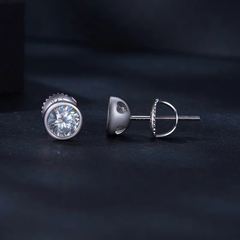 (image pour) Boucles d'oreilles à clous en moissanite montées sur une lunette de style Pandor - Afficher 3