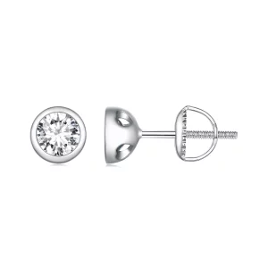 (image pour) Boucles d'oreilles à clous en moissanite montées sur une lunette de style Pandora - MSE026