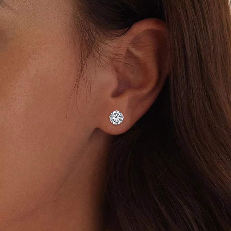 (image pour) Boucles d'oreilles à clous en zirconium blanc style Pandora - SCE1646-L - Afficher 6