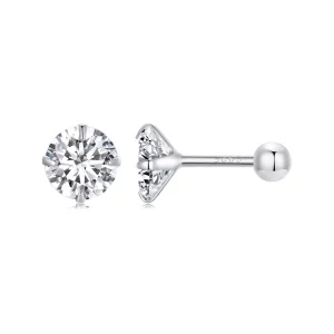 (image pour) Boucles d'oreilles clous en zirconium blanc style Pandora - SCE1646-M