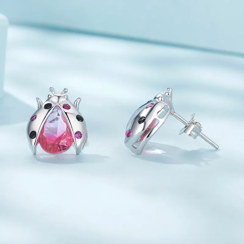 (image pour) Boucles d'oreilles à clous style Pandora avec coccinelle - SCE1634 - Afficher 4