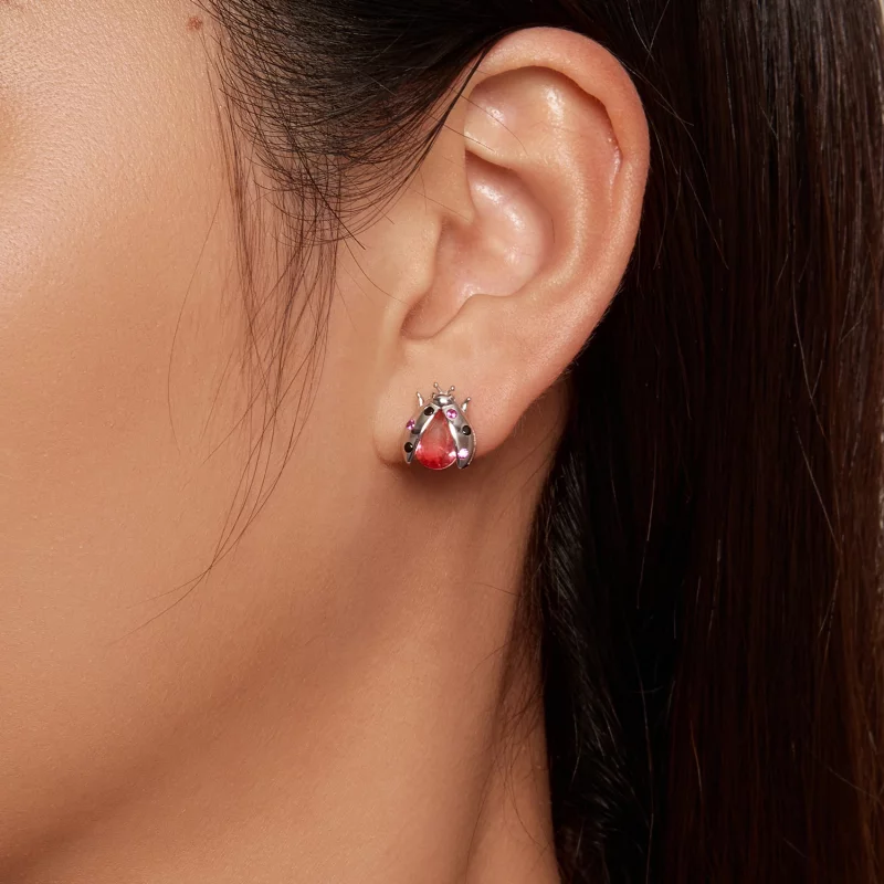 (image pour) Boucles d'oreilles à clous style Pandora avec coccinelle - SCE1634 - Afficher 7