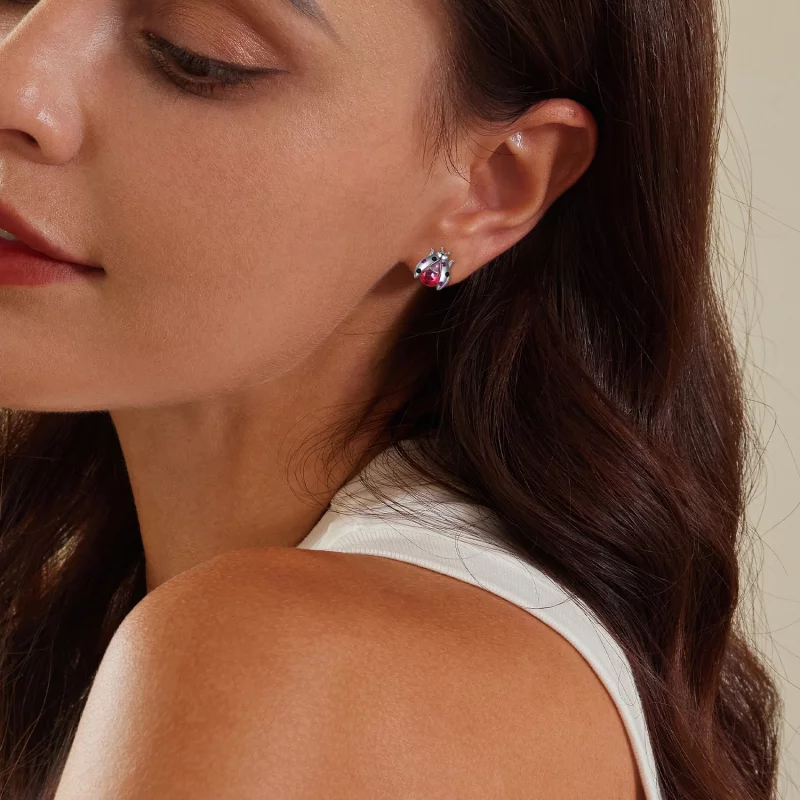 (image pour) Boucles d'oreilles à clous style Pandora avec coccinelle - SCE1634 - Afficher 8