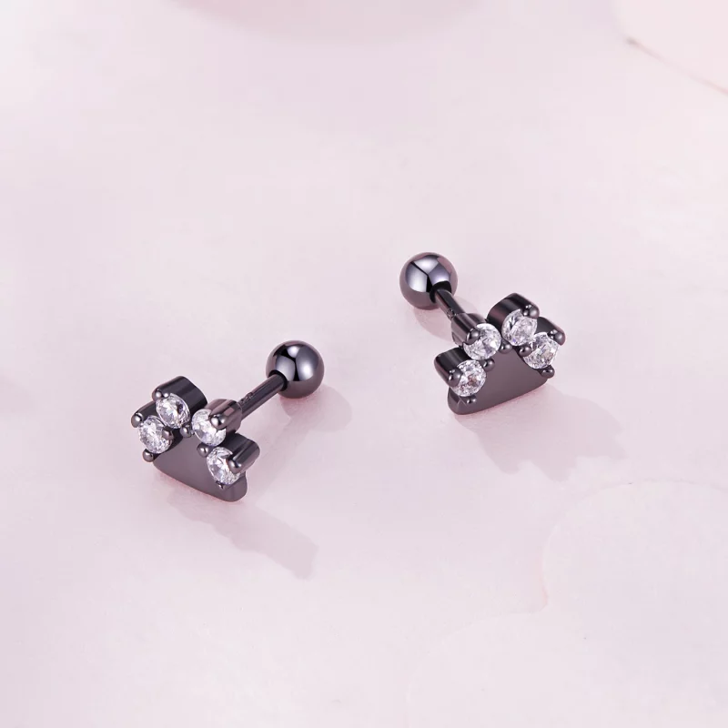 (image pour) Boucles d'oreilles clous style Pandora avec des empreintes de pattes de chien no - Afficher 3
