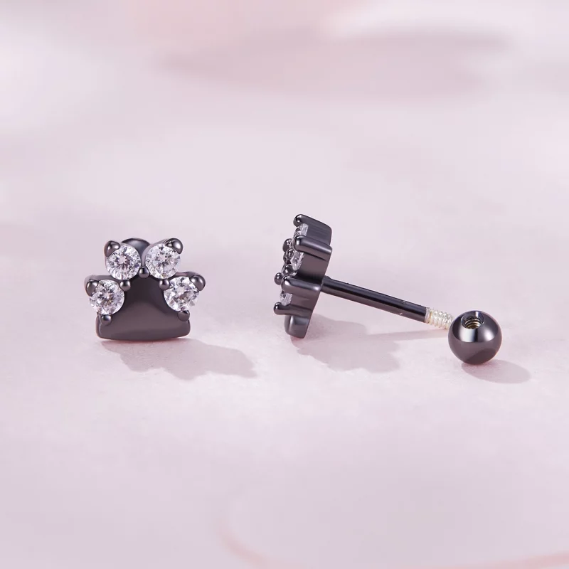 (image pour) Boucles d'oreilles clous style Pandora avec des empreintes de pattes de chien no - Afficher 7