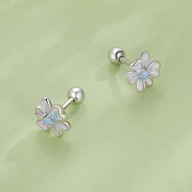 (image pour) Boucles d'oreilles à clous style Pandora avec fleurs - SCE1572 - Afficher 4