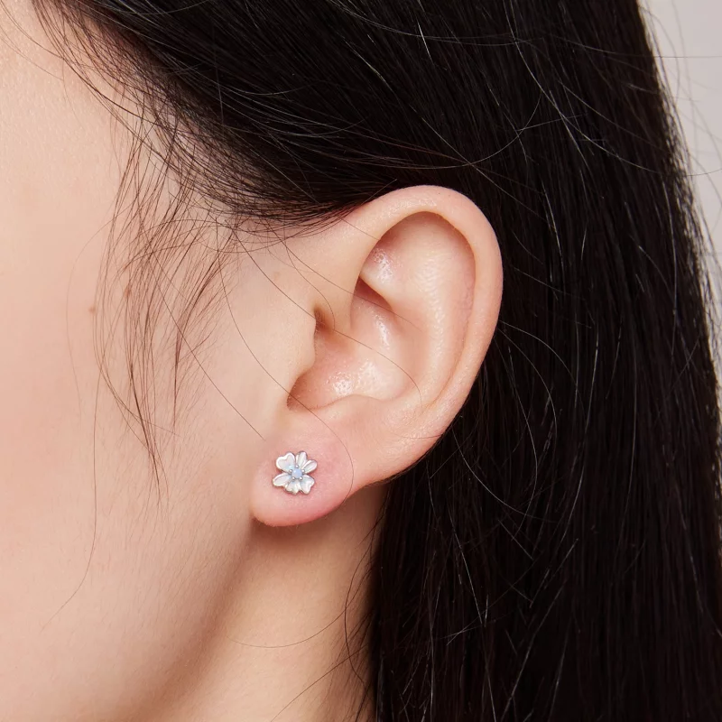 (image pour) Boucles d'oreilles à clous style Pandora avec fleurs - SCE1572 - Afficher 5