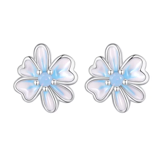 (image pour) Boucles d'oreilles à clous style Pandora avec fleurs - SCE1572
