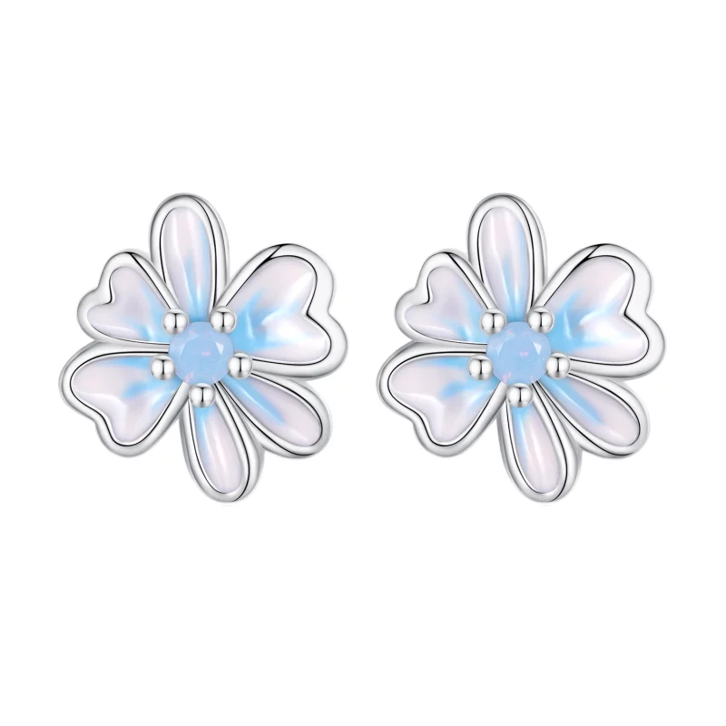 (image pour) Boucles d'oreilles à clous style Pandora avec fleurs - SCE1572