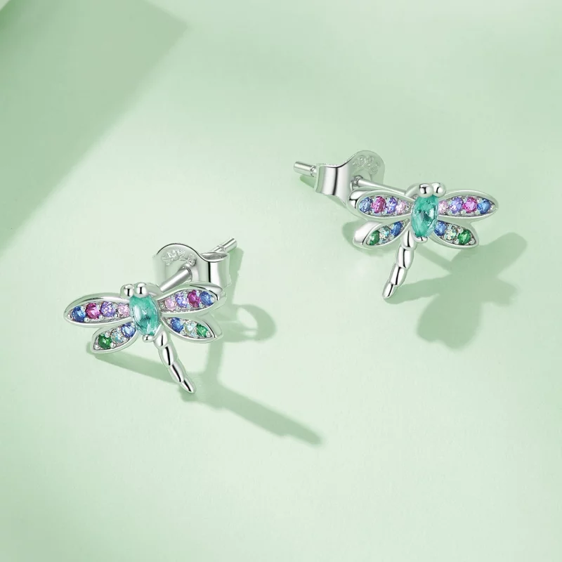 (image pour) Boucles d'oreilles clous style Pandora avec libellule - BSE795 - Afficher 4