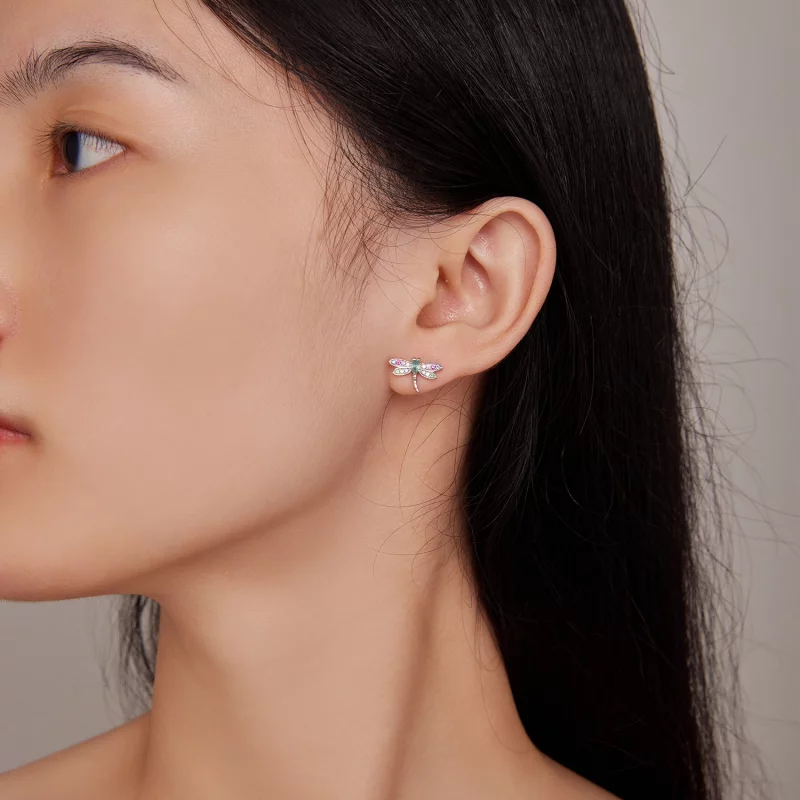 (image pour) Boucles d'oreilles clous style Pandora avec libellule - BSE795 - Afficher 6