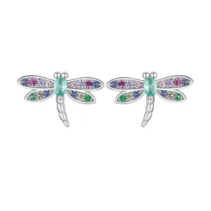 (image pour) Boucles d'oreilles clous style Pandora avec libellule - BSE795