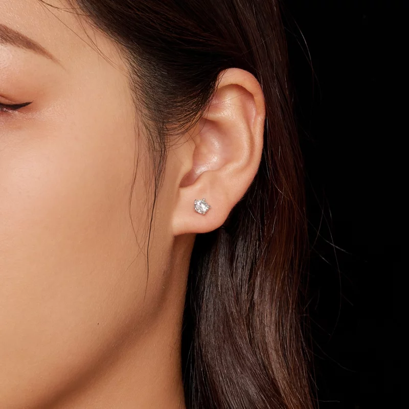 (image pour) Boucles d'oreilles à clous style Pandora avec moissanite de 0,5 Ct - MSE024-S - Afficher 2