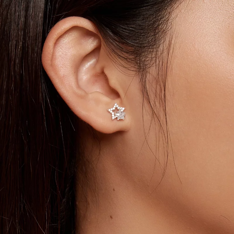 (image pour) Boucles d'oreilles à clous style Pandora avec étoiles - BSE878 - Afficher 7