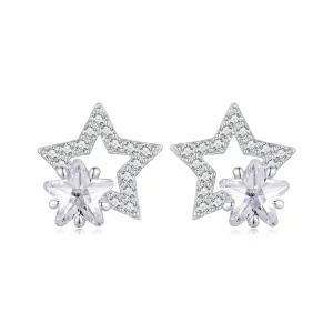 (image pour) Boucles d'oreilles à clous style Pandora avec étoiles - BSE878