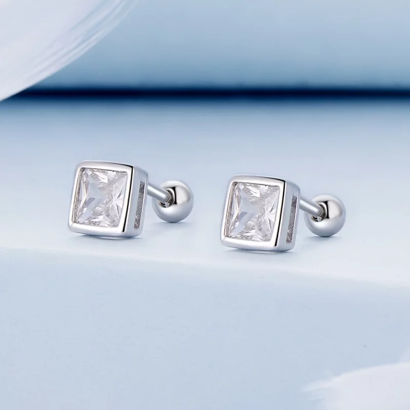 (image pour) Boucles d'oreilles à clous style Pandora avec zircones princesses - BSE885-L - Afficher 2