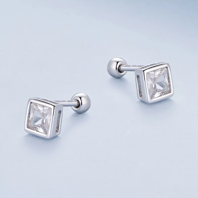 (image pour) Boucles d'oreilles à clous style Pandora avec zircones princesses - BSE885-L - Afficher 3