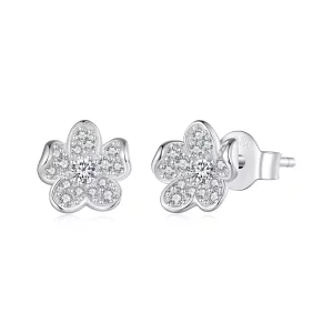 (image pour) Boucles d'oreilles clous style Pandora en forme de fleur, incrustées de diamants - BSE855