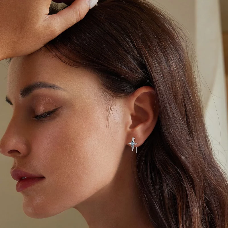 (image pour) Boucles d'oreilles à clous style Pandora étoilées - BSE915 - Afficher 6