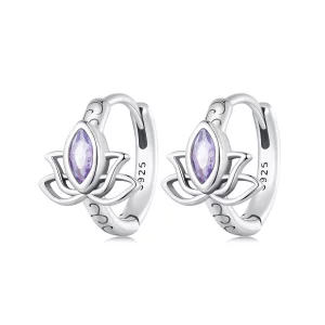 (image pour) Boucles d'oreilles créoles de style Pandora avec lotus - SCE1648