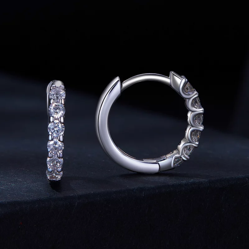 (image pour) Boucles d'oreilles créoles de style Pandora avec moissanite - MSE029 - Afficher 2
