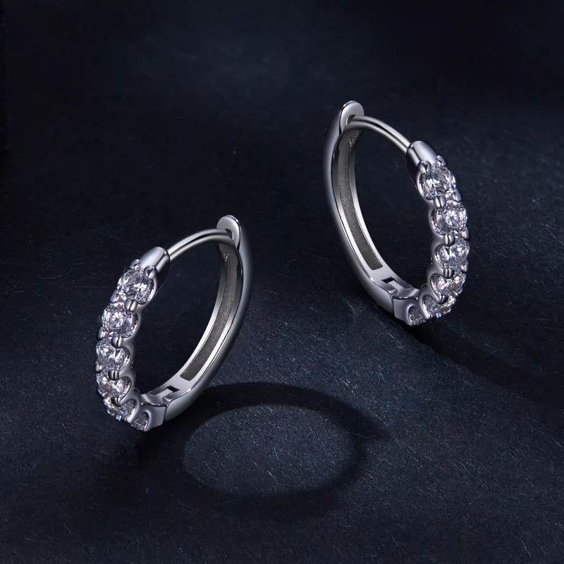 (image pour) Boucles d'oreilles créoles de style Pandora avec moissanite - MSE029 - Afficher 3