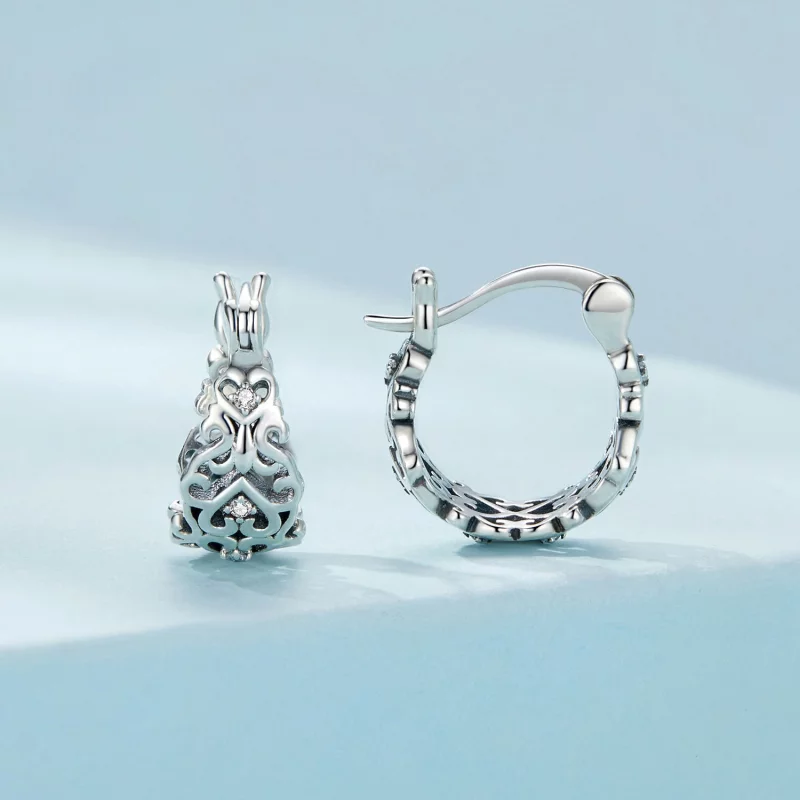 (image pour) Boucles d'oreilles créoles de style Pandora avec motif rétro - SCE1650 - Afficher 2