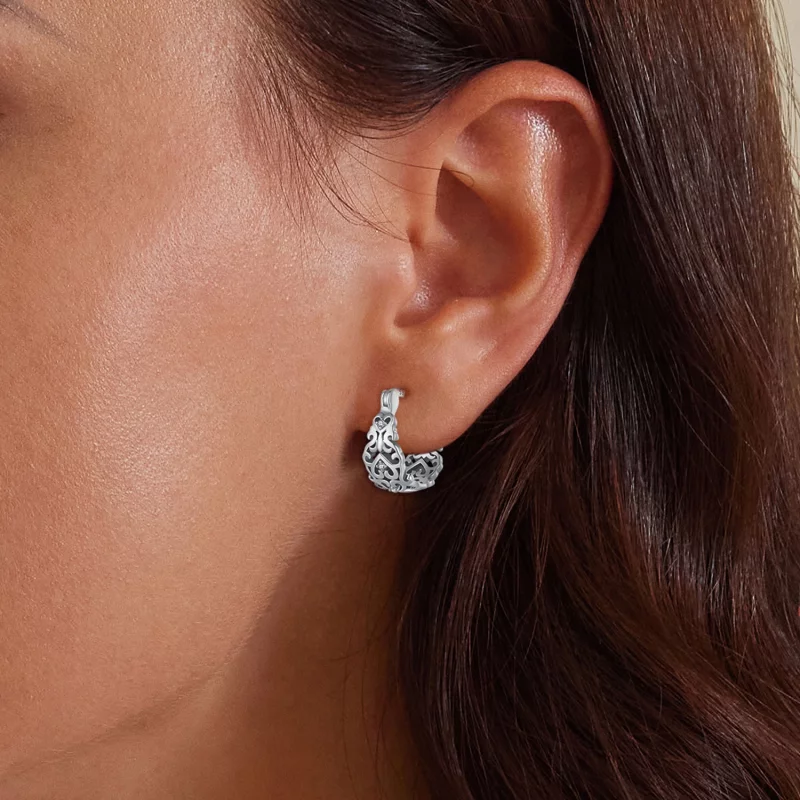 (image pour) Boucles d'oreilles créoles de style Pandora avec motif rétro - SCE1650 - Afficher 5