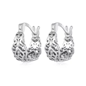 (image pour) Boucles d'oreilles créoles de style Pandora avec motif rétro - SCE1650