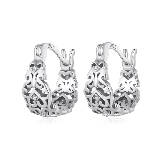 (image pour) Boucles d'oreilles créoles de style Pandora avec motif rétro - SCE1650