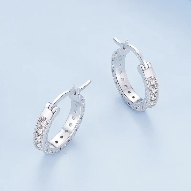 (image pour) Boucles d'oreilles créoles de style Pandora Style Shine - BSE868 - Afficher 3