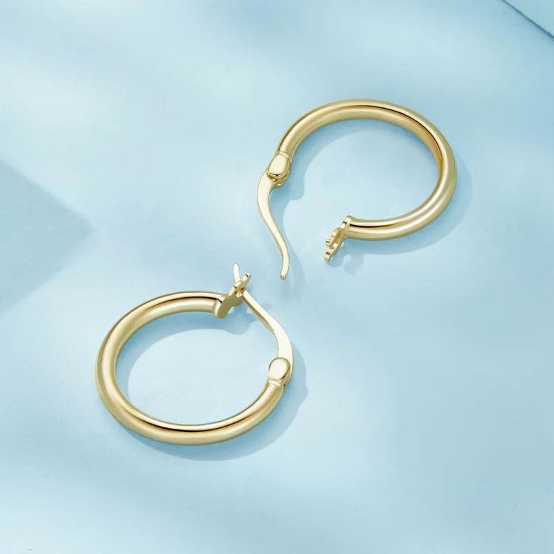 (image pour) Boucles d'oreilles à créoles de taille moyenne en argent uni de style Pandora - - Afficher 4