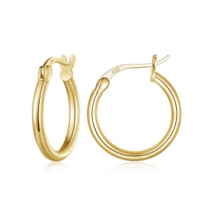 (image pour) Boucles d'oreilles à créoles de taille moyenne en argent uni de style Pandora - SCE1608-MB