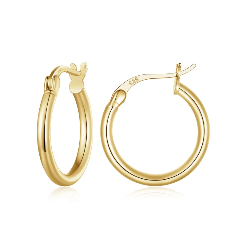 (image pour) Boucles d'oreilles à créoles de taille moyenne en argent uni de style Pandora - SCE1608-MB