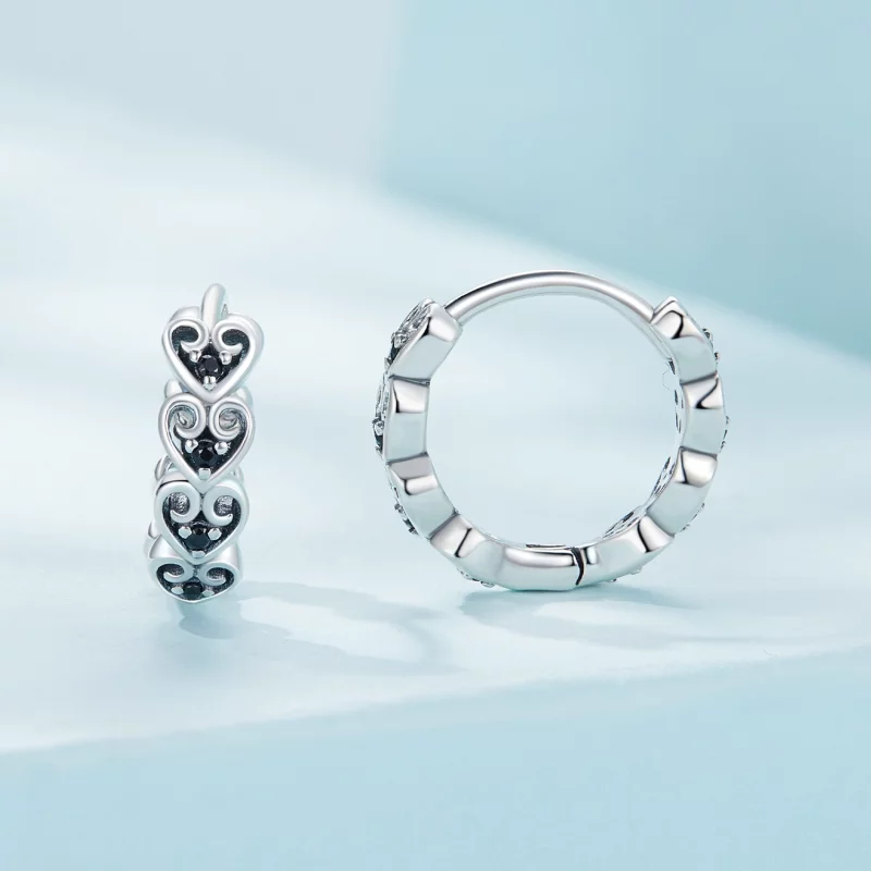 (image pour) Boucles d'oreilles créoles en forme de cœur de style Pandora - SCE1613 - Afficher 2