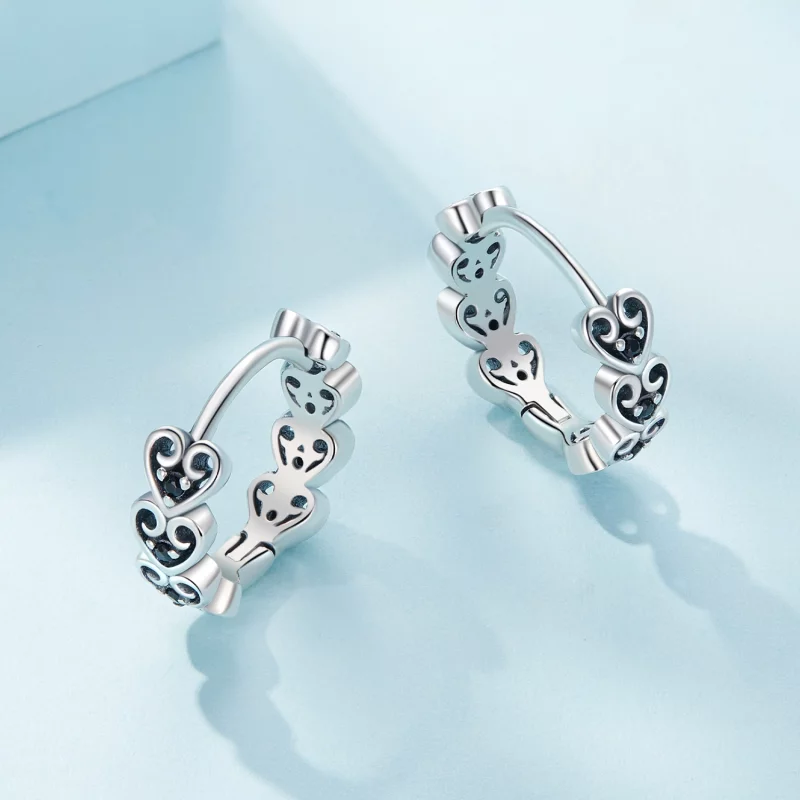 (image pour) Boucles d'oreilles créoles en forme de cœur de style Pandora - SCE1613 - Afficher 3