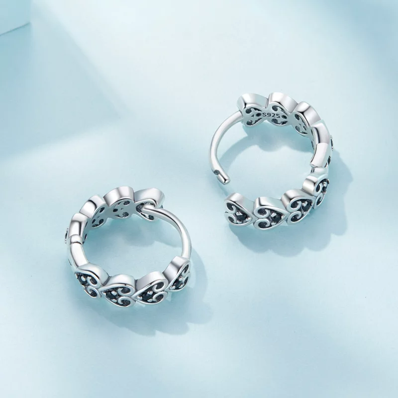 (image pour) Boucles d'oreilles créoles en forme de cœur de style Pandora - SCE1613 - Afficher 4