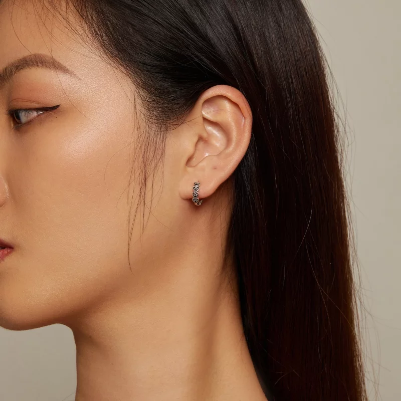 (image pour) Boucles d'oreilles créoles en forme de cœur de style Pandora - SCE1613 - Afficher 5