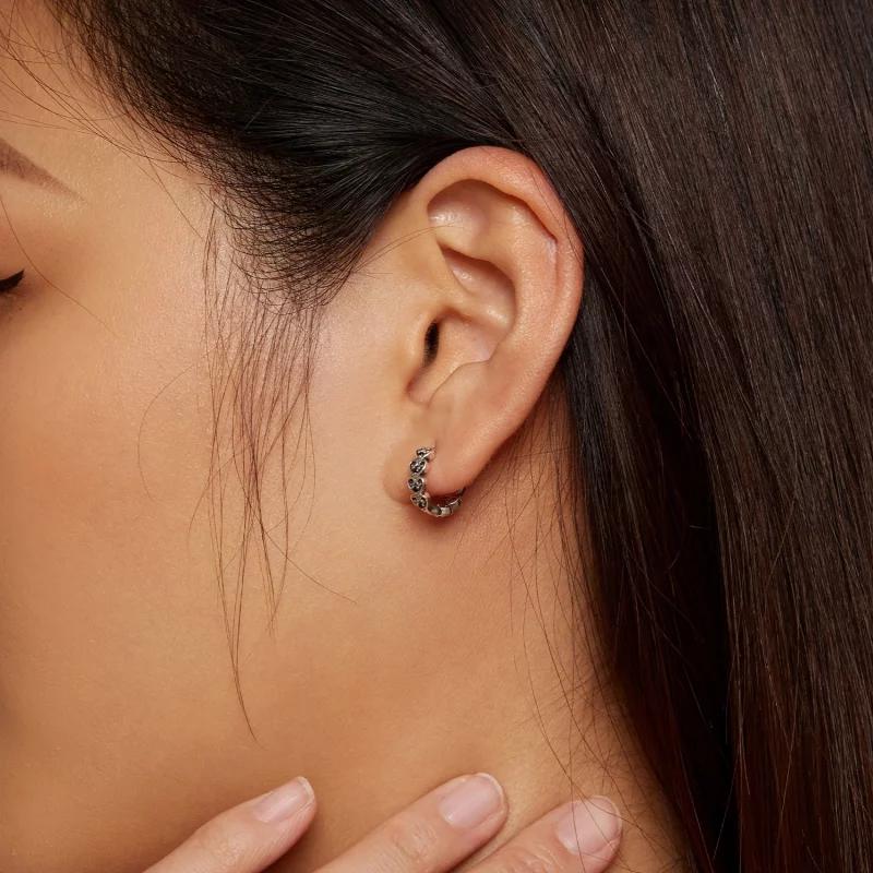 (image pour) Boucles d'oreilles créoles en forme de cœur de style Pandora - SCE1613 - Afficher 6