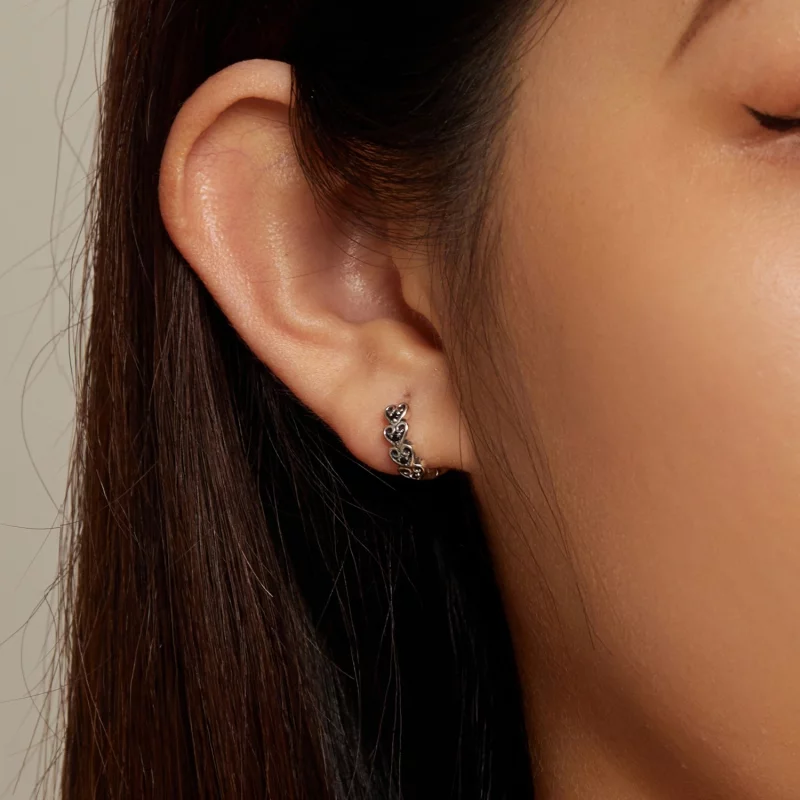 (image pour) Boucles d'oreilles créoles en forme de cœur de style Pandora - SCE1613 - Afficher 7