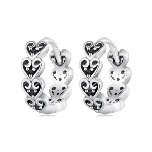(image pour) Boucles d'oreilles créoles en forme de cœur de style Pandora - SCE1613