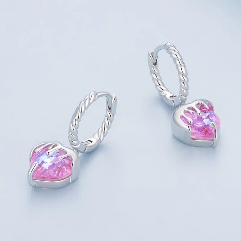 (image pour) Boucles d'oreilles à créoles en forme de cœur fondu de style Pandora - BSE833 - Afficher 3