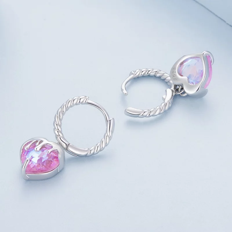 (image pour) Boucles d'oreilles à créoles en forme de cœur fondu de style Pandora - BSE833 - Afficher 4